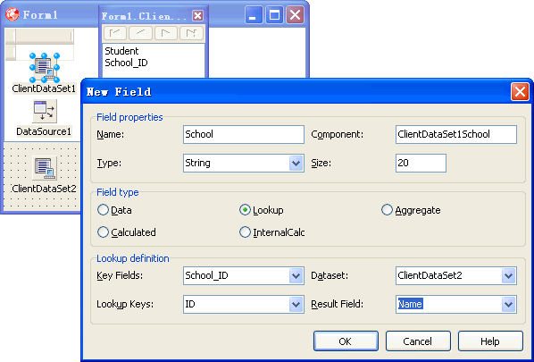 TClientDataSet[19]: 查找字段(fkLookup)