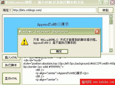 WebBrowser例程 - 插入HTML和執行腳本的方法