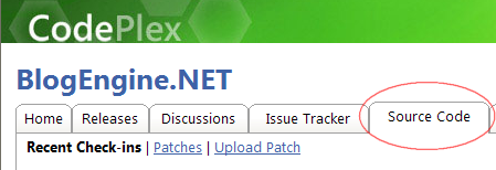 BlogEngine.NET Source Tab