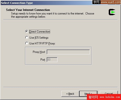 Choose connection type