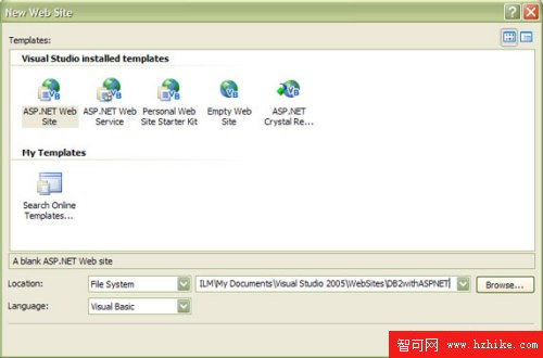 圖 8. 在 Visual Studio 2005 中創建新的網站