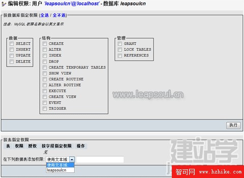 使用phpmyadmin對特定數據庫權限進行設置