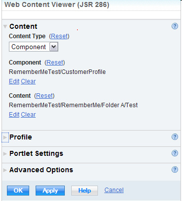 圖 7. Web Content Viewer portlet 的更新後 UI