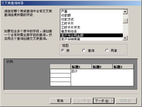 中文Access2000速成教程--2.2 定義與使用交叉表查詢