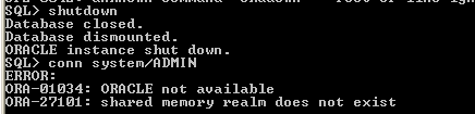 Oracle 10g錯誤：shared memory realm does not exist