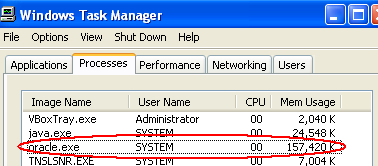 Oracle 10g錯誤：shared memory realm does not exist