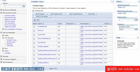 Service Registry 的復雜類型的視圖