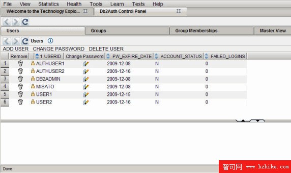 使用 Technology Explorer for IBM DB2 為 DB2 for Linux, UNIX, and Windows 管理用戶和組身份驗證