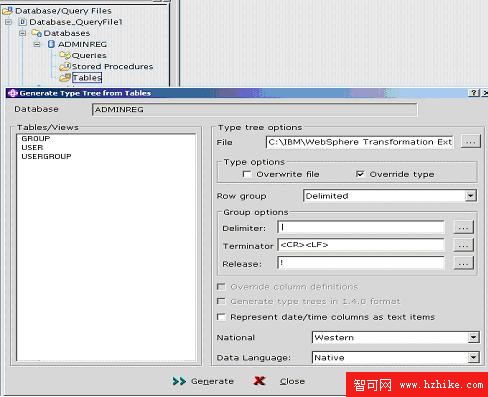 使用 WebSphere Transformation Extender Database Interface Designer 和 Database Adapter 轉換數據