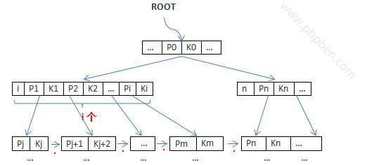 B+tree結構示意圖