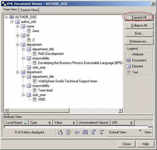 查看表中的 XML 數據