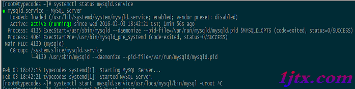 systemctl命令查看MySQL服務狀態